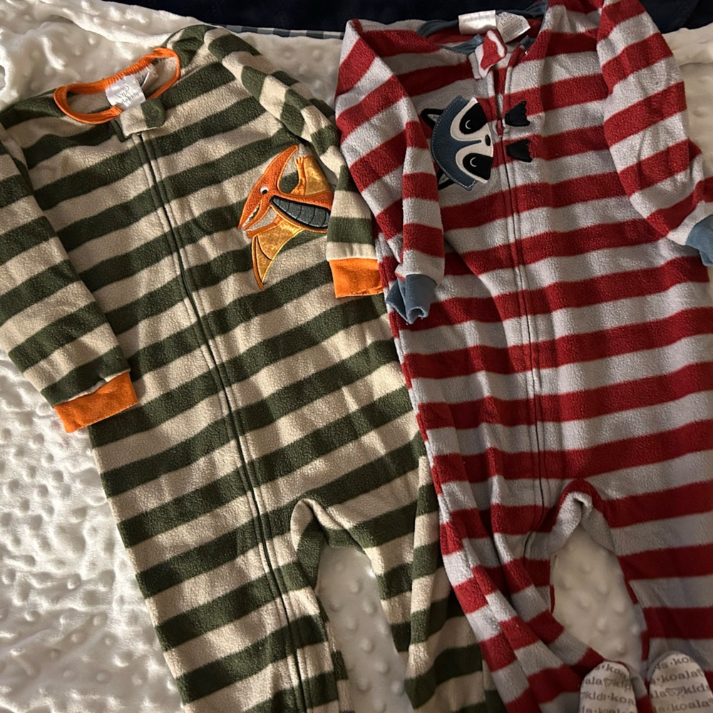 Bundle of 2 cozy fleece zip up pajamas size 24m